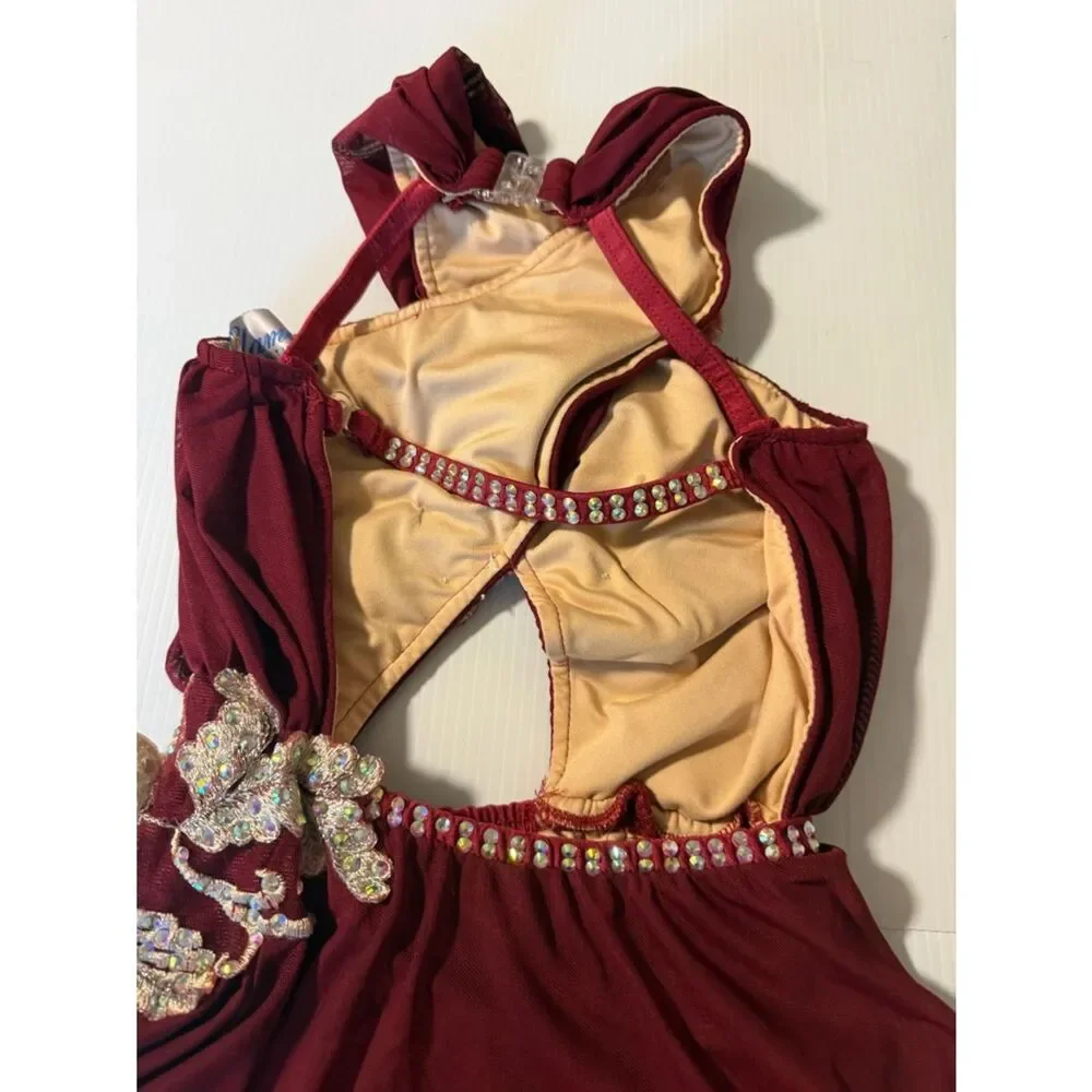 Glamour solo dance costume red lyrical leotard dress MC-Medium child